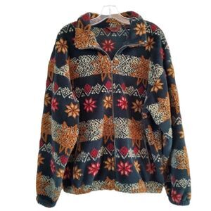 Tsunami Sport Zip Up Sweater Size Medium Snowflake multicolor